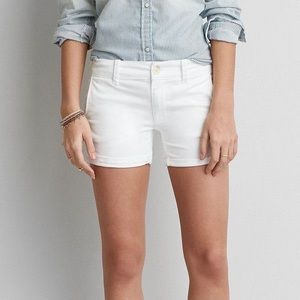 American Eagle White Midi Stretch Shorts
